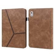 For Lenovo Tab M8 4th Gen TB-300FU Embossed Striped Leather Tablet Case(Brown)