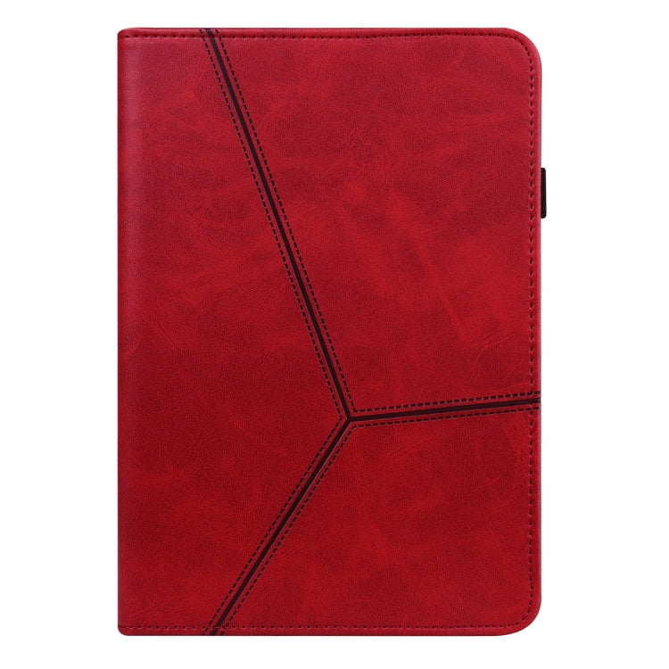 For Lenovo Tab M8 4th Gen TB-300FU Embossed Striped Leather Tablet Case(Red)
