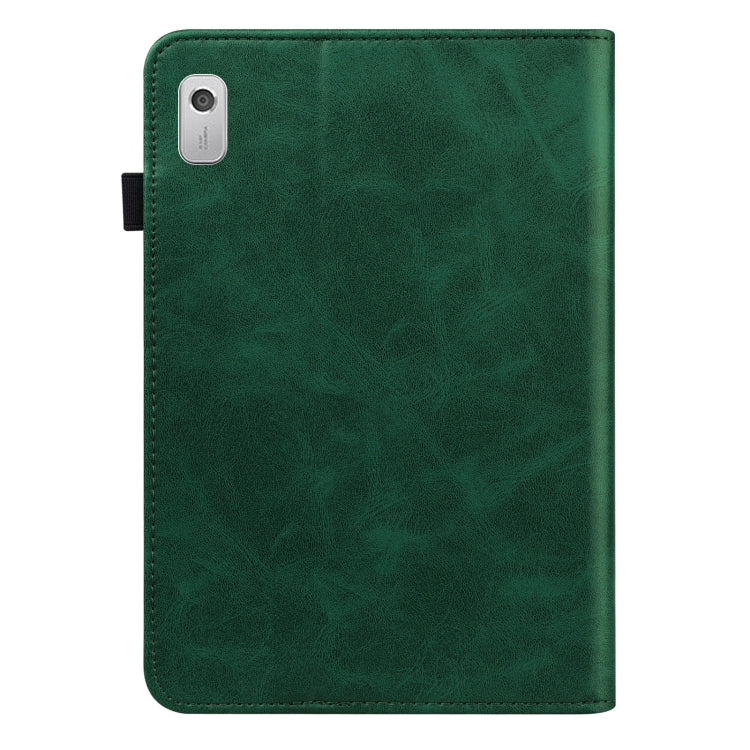 For Lenovo Tab M8 4th Gen TB-300FU Embossed Striped Leather Tablet Case(Green)