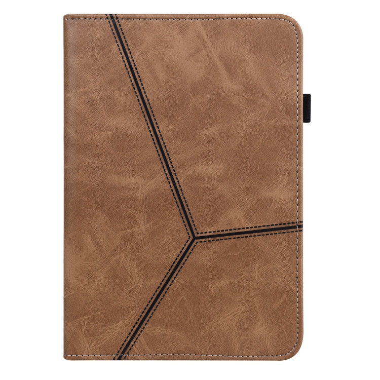 For Lenovo Tab P11 Gen 2 Embossed Striped Leather Tablet Case(Brown)