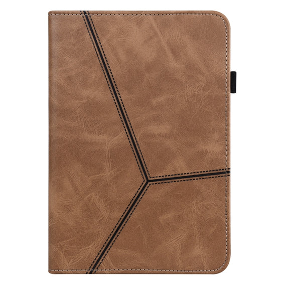 For Lenovo Tab P11 Gen 2 Embossed Striped Leather Tablet Case(Brown)