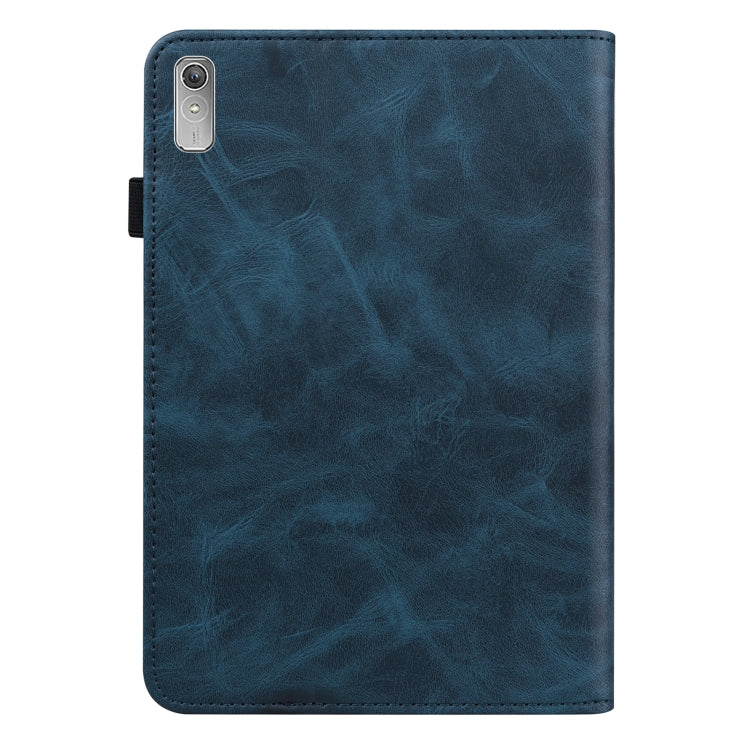 For Lenovo Tab P11 Gen 2 Embossed Striped Leather Tablet Case(Blue)
