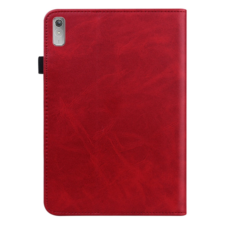 For Lenovo Tab P11 Gen 2 Embossed Striped Leather Tablet Case(Red)
