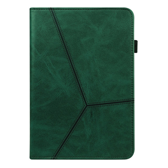 For Lenovo Tab P11 Gen 2 Embossed Striped Leather Tablet Case(Green)