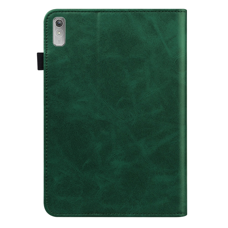 For Lenovo Tab P11 Gen 2 Embossed Striped Leather Tablet Case(Green)