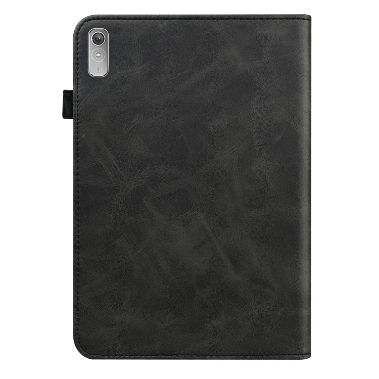 For Lenovo Tab P11 Gen 2 Embossed Striped Leather Tablet Case(Black)