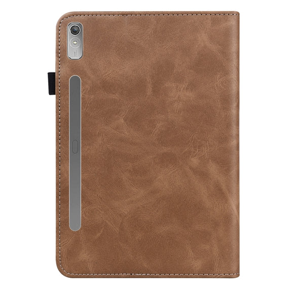 For Lenovo Tab P11 Pro Gen 2 Embossed Striped Leather Tablet Case(Brown)