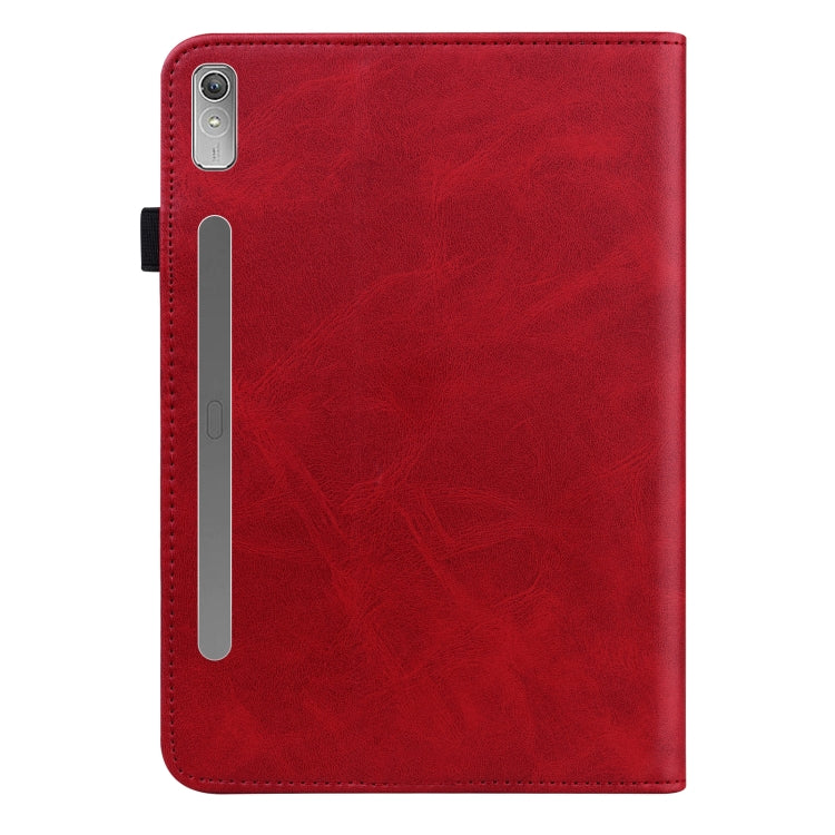 For Lenovo Tab P11 Pro Gen 2 Embossed Striped Leather Tablet Case(Red)