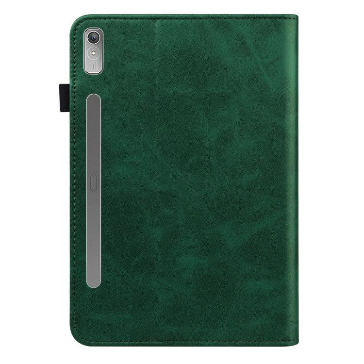 For Lenovo Tab P11 Pro Gen 2 Embossed Striped Leather Tablet Case(Green)