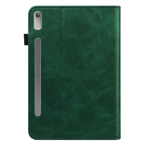 For Lenovo Tab P11 Pro Gen 2 Embossed Striped Leather Tablet Case(Green)
