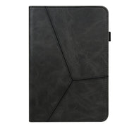 For Lenovo Tab P11 Pro Gen 2 Embossed Striped Leather Tablet Case(Black)