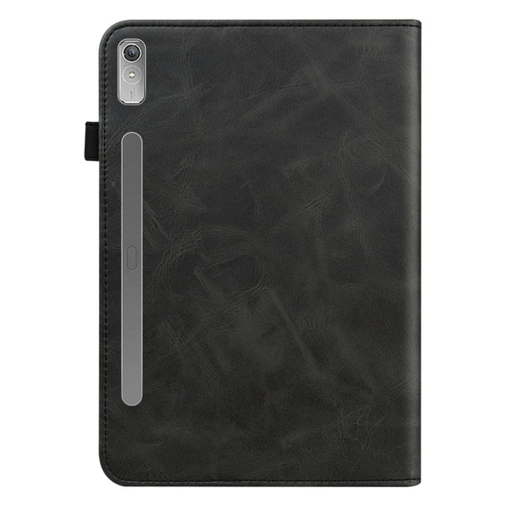 For Lenovo Tab P11 Pro Gen 2 Embossed Striped Leather Tablet Case(Black)