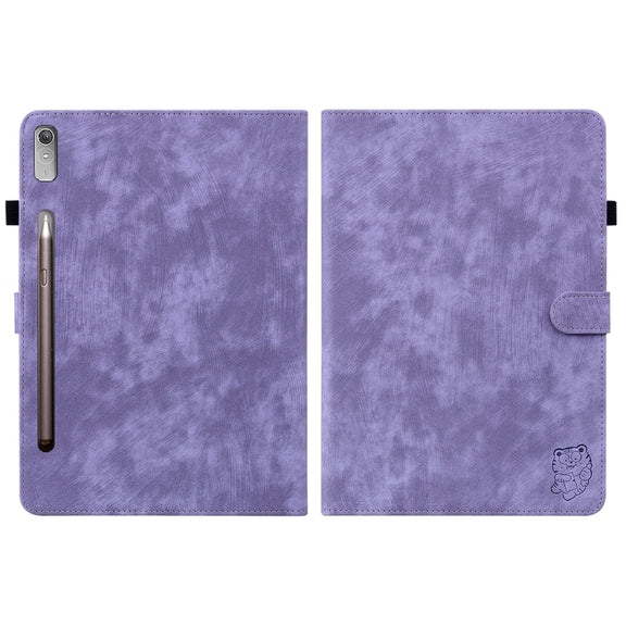 For Lenovo Tab P11 Pro Gen 2 11.2 Tiger Pattern Flip Leather Tablet Case(Purple)