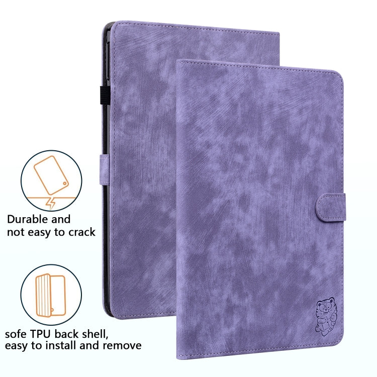 For Lenovo Tab P11 Pro Gen 2 11.2 Tiger Pattern Flip Leather Tablet Case(Purple)