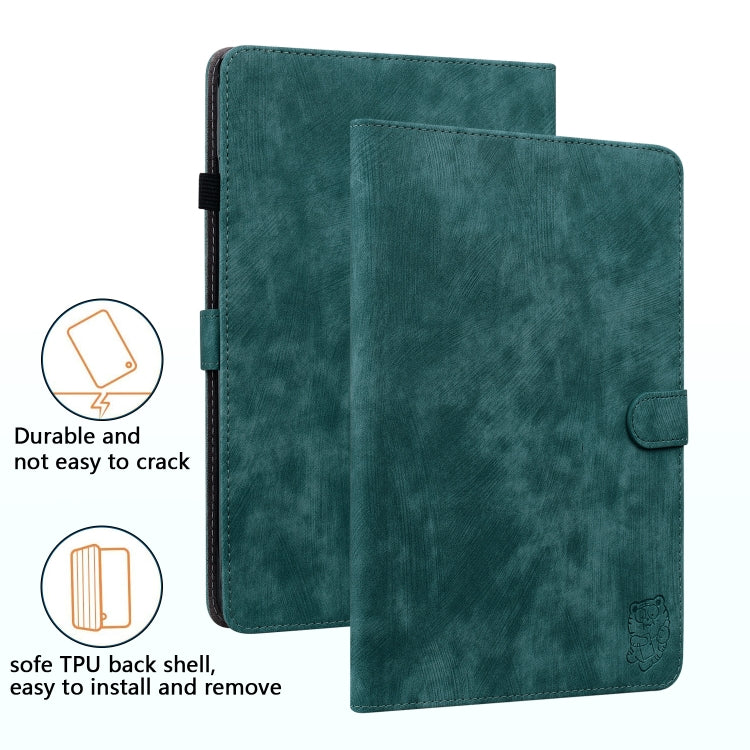 For Honor Pad V8 Pro Tiger Pattern Flip Leather Tablet Case(Dark Green)