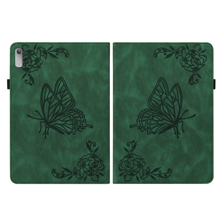 For Lenovo Tab P11 Gen 2 11.5 Butterfly Flower Embossed Leather Tablet Case(Green)