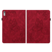 For Lenovo Tab P11 Gen 2 11.5 Butterfly Flower Embossed Leather Tablet Case(Red)