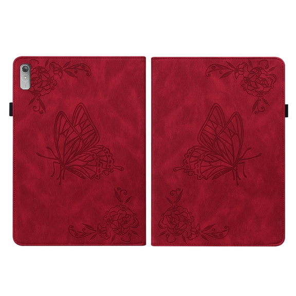 For Lenovo Tab P11 Gen 2 11.5 Butterfly Flower Embossed Leather Tablet Case(Red)