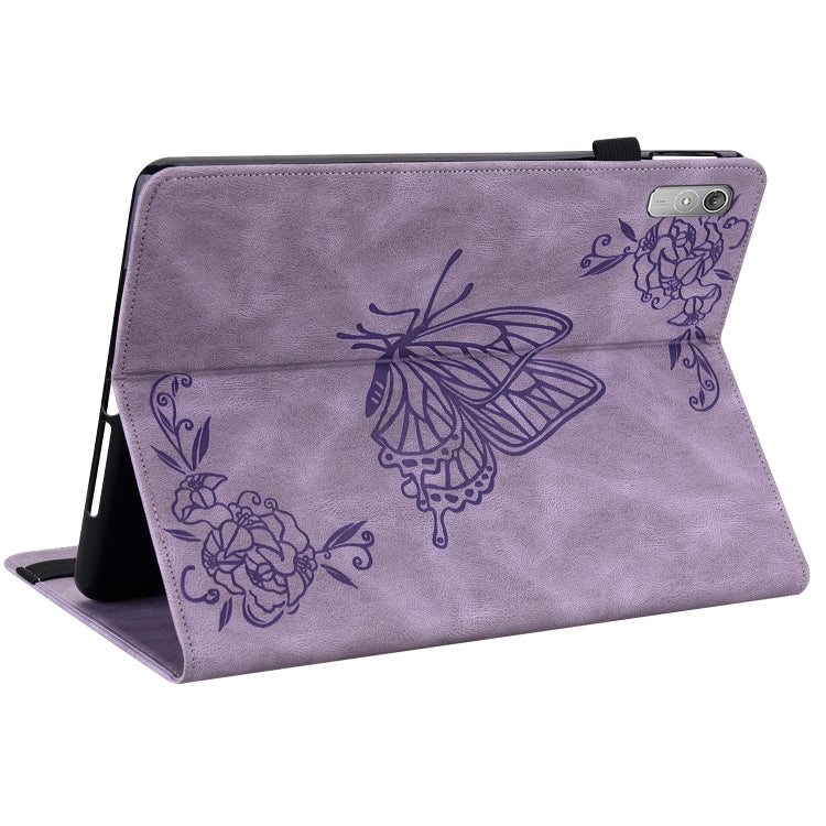 For Lenovo Tab P11 Gen 2 11.5 Butterfly Flower Embossed Leather Tablet Case(Purple)