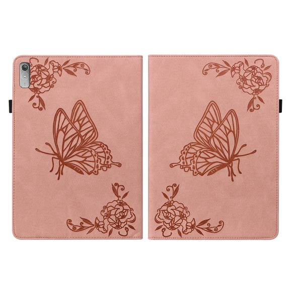For Lenovo Tab P11 Gen 2 11.5 Butterfly Flower Embossed Leather Tablet Case(Rose Gold)