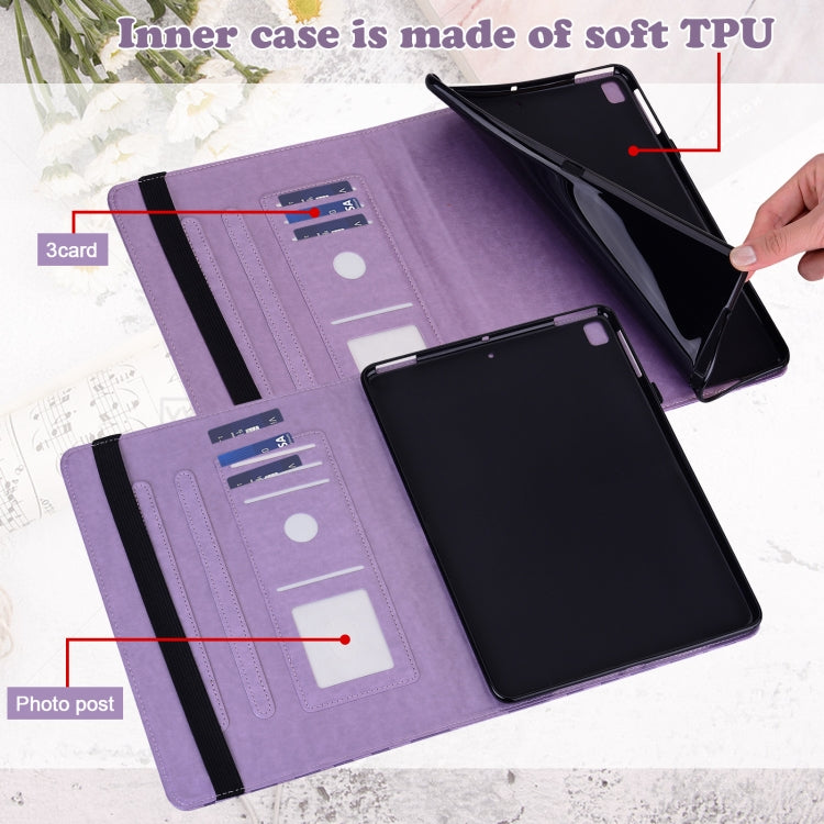 For Lenovo Tab P11 Gen 2 Tree & Deer Pattern Embossed Leather Tablet Case(Purple)