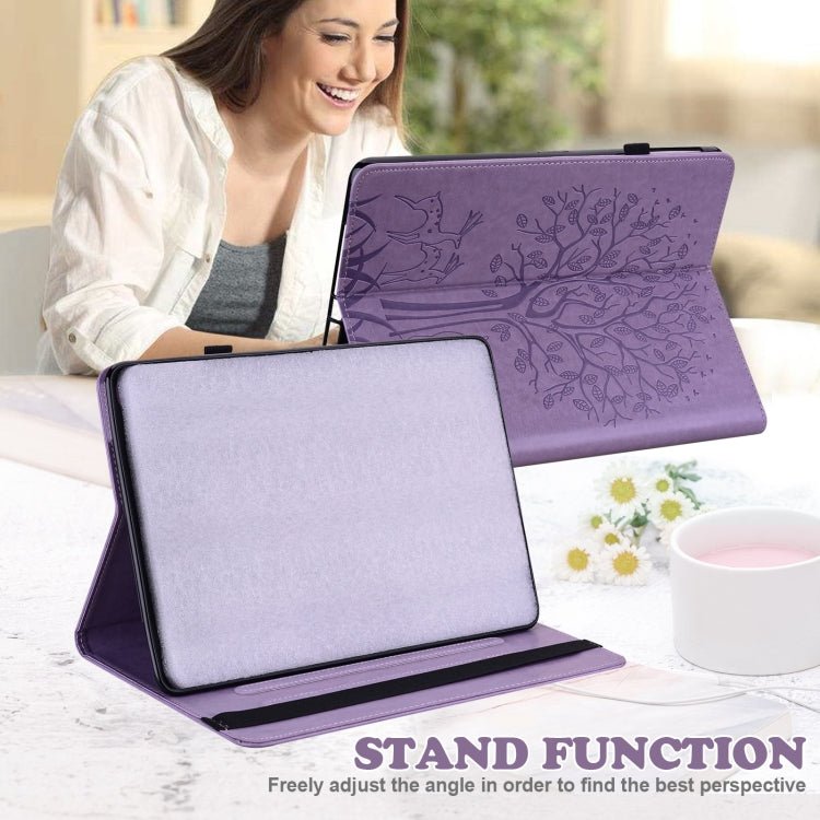 For Lenovo Tab P11 Gen 2 Tree & Deer Pattern Embossed Leather Tablet Case(Purple)