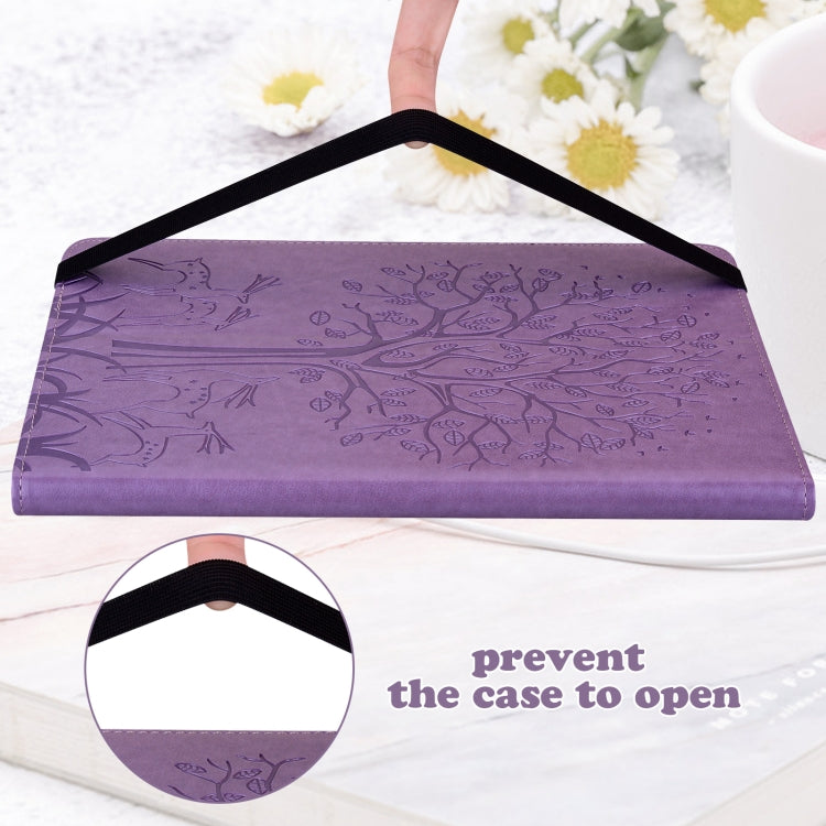 For Lenovo Tab P11 Gen 2 Tree & Deer Pattern Embossed Leather Tablet Case(Purple)
