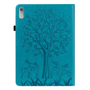 For Lenovo Tab P11 Gen 2 Tree & Deer Pattern Embossed Leather Tablet Case(Blue)