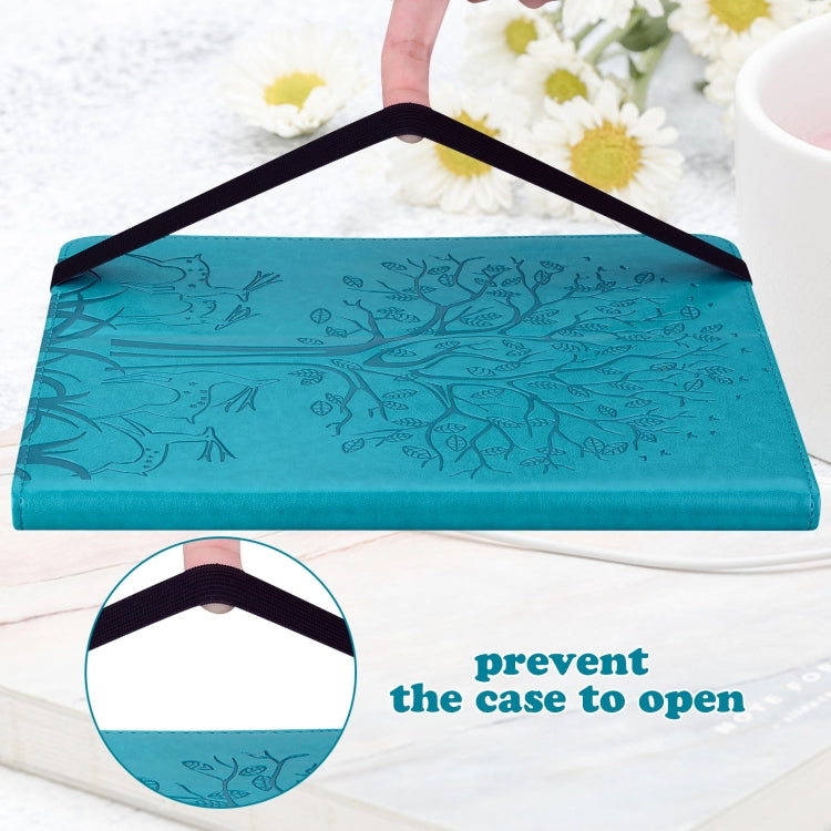 For Lenovo Tab P11 Gen 2 Tree & Deer Pattern Embossed Leather Tablet Case(Blue)