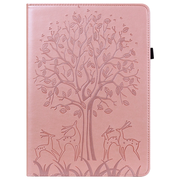 For Lenovo Tab P11 Gen 2 Tree & Deer Pattern Embossed Leather Tablet Case(Pink)