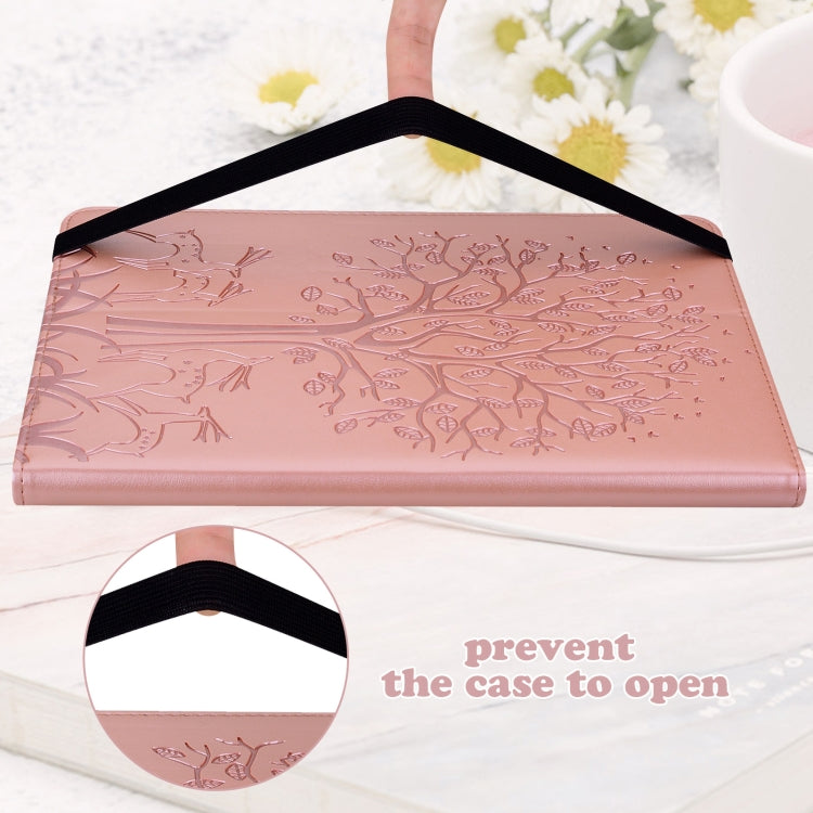 For Lenovo Tab P11 Gen 2 Tree & Deer Pattern Embossed Leather Tablet Case(Pink)