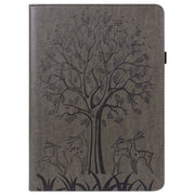 For Lenovo Tab P11 Gen 2 Tree & Deer Pattern Embossed Leather Tablet Case(Grey)