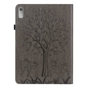 For Lenovo Tab P11 Gen 2 Tree & Deer Pattern Embossed Leather Tablet Case(Grey)