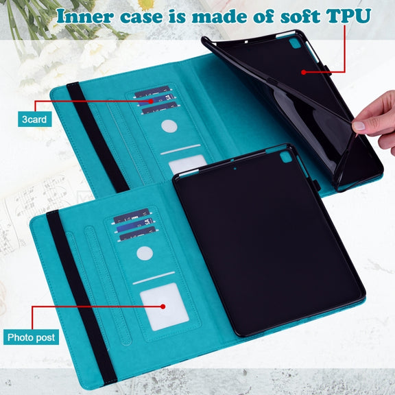 For Lenovo Tab P11 Pro Gen 2 Tree & Deer Pattern Embossed Leather Tablet Case(Blue)