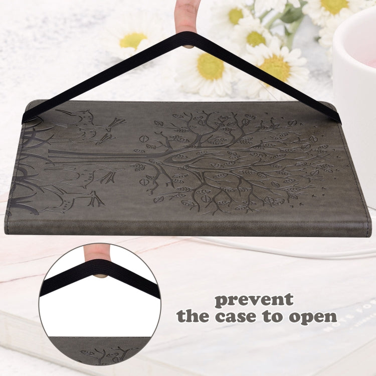 For Lenovo Tab P11 Pro Gen 2 Tree & Deer Pattern Embossed Leather Tablet Case(Grey)
