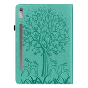 For Lenovo Tab P11 Pro Gen 2 Tree & Deer Pattern Embossed Leather Tablet Case(Green)