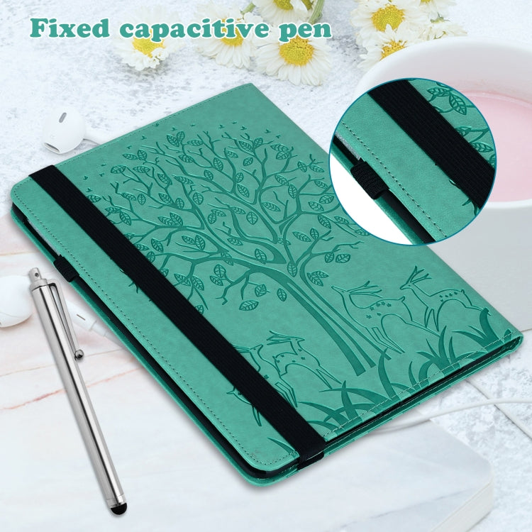 For Lenovo Tab P11 Pro Gen 2 Tree & Deer Pattern Embossed Leather Tablet Case(Green)