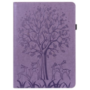 For Huawei MatePad SE 10.4 2022 Tree & Deer Pattern Embossed Leather Tablet Case(Purple)