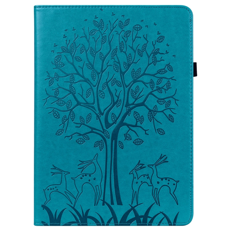 For Huawei MatePad SE 10.4 2022 Tree & Deer Pattern Embossed Leather Tablet Case(Blue)
