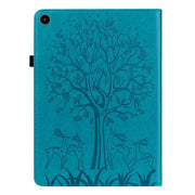 For Huawei MatePad SE 10.4 2022 Tree & Deer Pattern Embossed Leather Tablet Case(Blue)