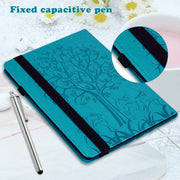 For Huawei MatePad SE 10.4 2022 Tree & Deer Pattern Embossed Leather Tablet Case(Blue)