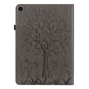 For Huawei MatePad SE 10.4 2022 Tree & Deer Pattern Embossed Leather Tablet Case(Grey)