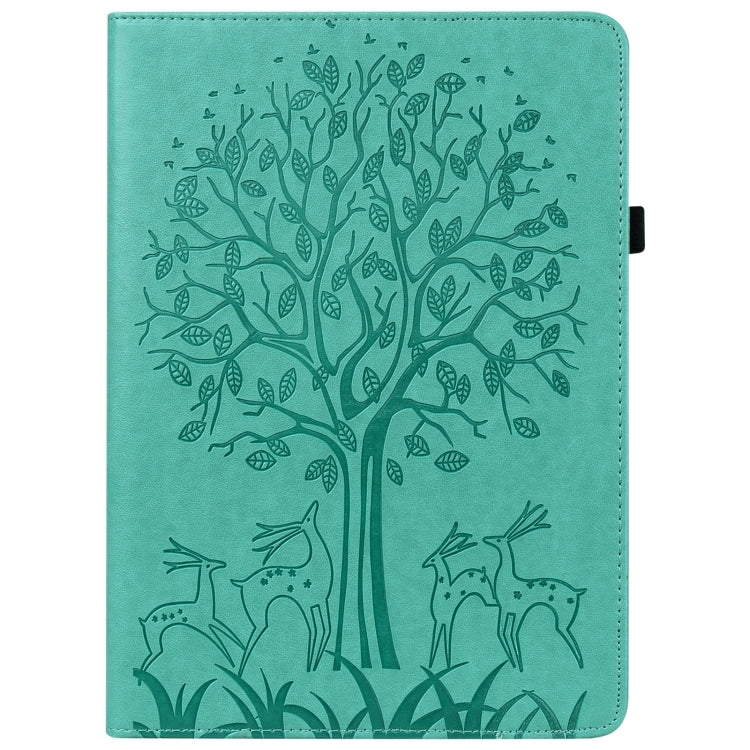 For Huawei MatePad SE 10.4 2022 Tree & Deer Pattern Embossed Leather Tablet Case(Green)