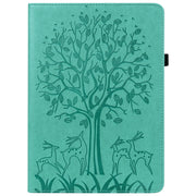 For Huawei MatePad SE 10.4 2022 Tree & Deer Pattern Embossed Leather Tablet Case(Green)