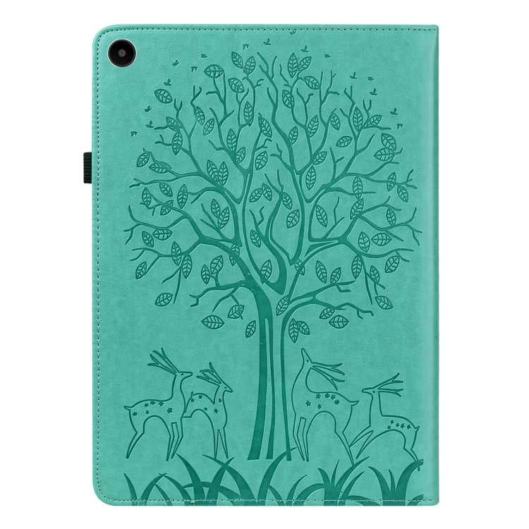 For Huawei MatePad SE 10.4 2022 Tree & Deer Pattern Embossed Leather Tablet Case(Green)