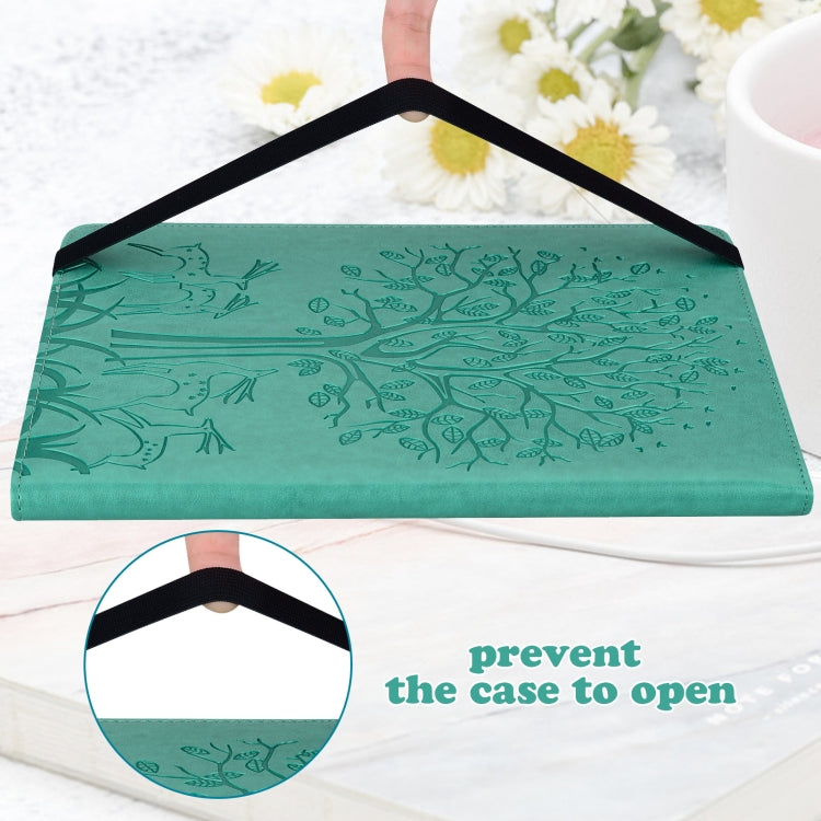 For Huawei MatePad SE 10.4 2022 Tree & Deer Pattern Embossed Leather Tablet Case(Green)