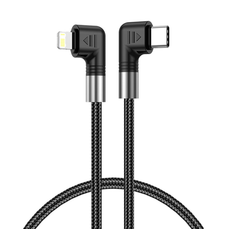 A9 30W USB-C/Type-C to 8 Pin Double Elbow Data Cable, Length:0.5m