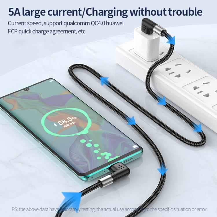 A9 30W USB-C/Type-C to 8 Pin Double Elbow Data Cable, Length:0.5m