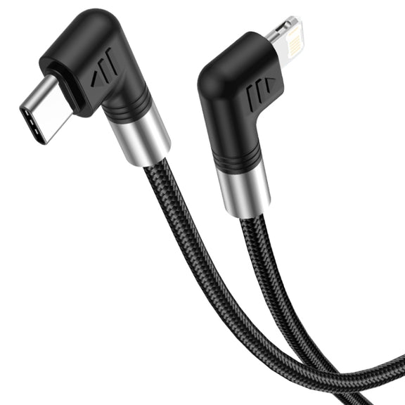 A9 30W USB-C/Type-C to 8 Pin Double Elbow Data Cable, Length:3m