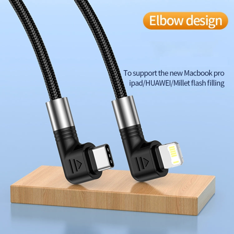 A9 30W USB-C/Type-C to 8 Pin Double Elbow Data Cable, Length:3m